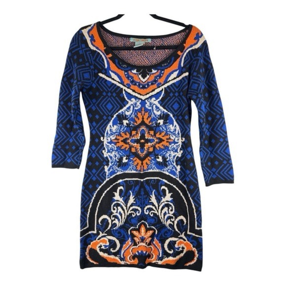 Flying Tomato Anthropologie Boho Aztec Print Stretch Sweater Dress‎ Small - Picture 1 of 6
